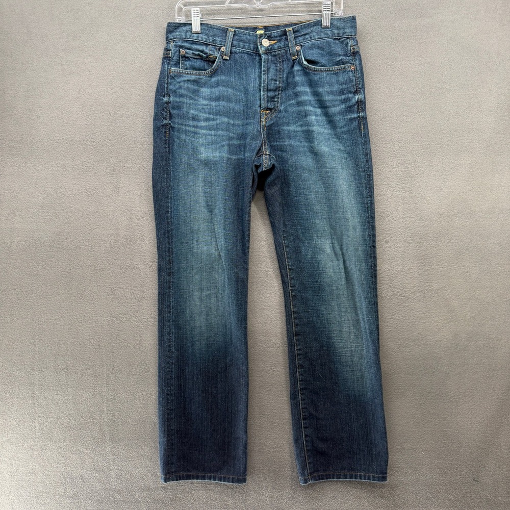 7 For All Mankind Button Fly Jeans Mens 30x31 (32x31) Standard Straight Leg Blue